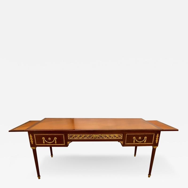 French Tortoise Wood Louis XVI Style Maison Jansen Partners Desk or Bureau Plat (1 of 12)