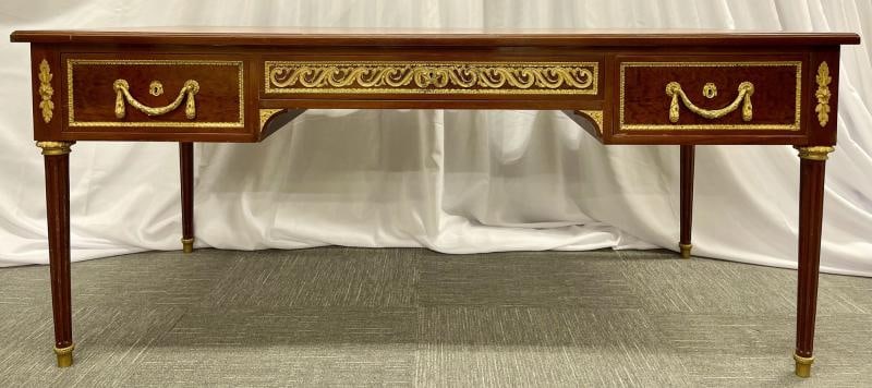 French Tortoise Wood Louis XVI Style Maison Jansen Partners Desk or Bureau Plat - 2