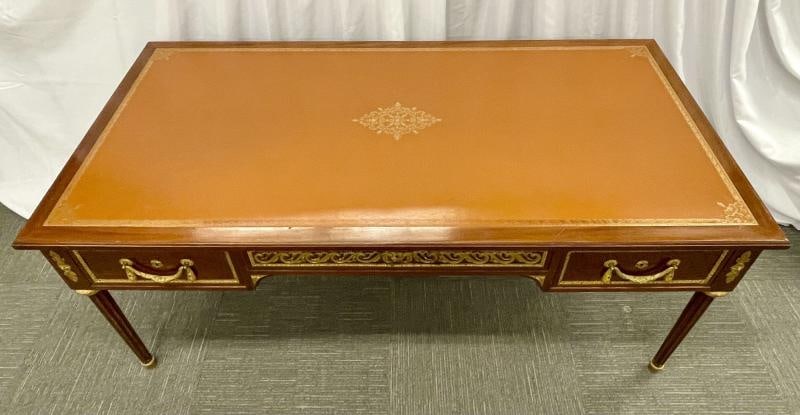 French Tortoise Wood Louis XVI Style Maison Jansen Partners Desk or Bureau Plat - 7