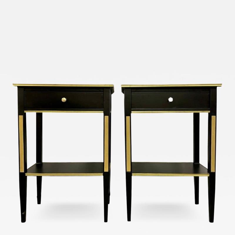 Pair of Russian Neoclassical Style Ebony Finish One Drawer Stands or End Tables (1 of 13)