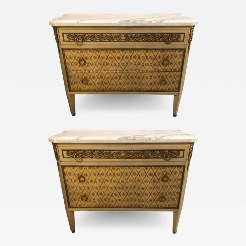 Hollywood Regency Maison Jansen Style Bronze Mounted Commodes Chests Nightstands (1 of 12)