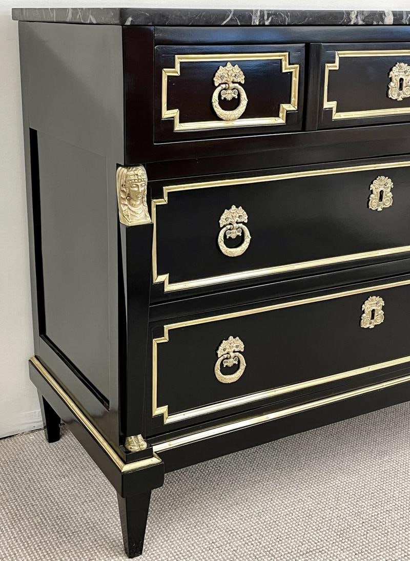 19th Cent Ebony Empire Commode or Nightstand, Refinished, Bronze Mounted - 10