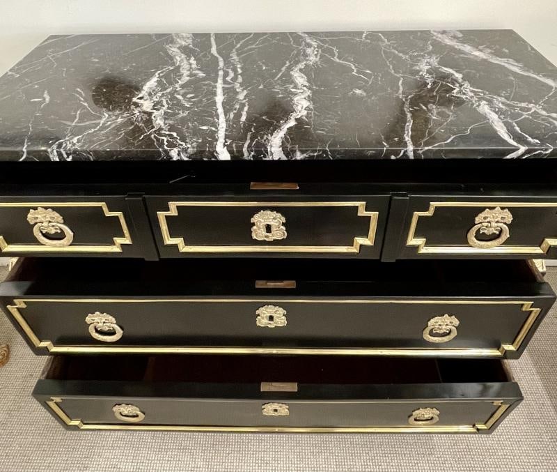 19th Cent Ebony Empire Commode or Nightstand, Refinished, Bronze Mounted - 11