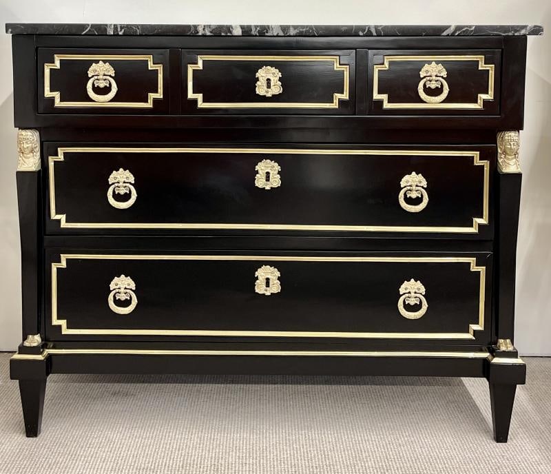 19th Cent Ebony Empire Commode or Nightstand, Refinished, Bronze Mounted - 3