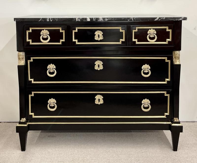 19th Cent Ebony Empire Commode or Nightstand, Refinished, Bronze Mounted - 4