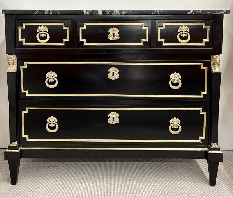 19th Cent Ebony Empire Commode or Nightstand, Refinished, Bronze Mounted - 5