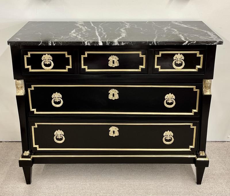 19th Cent Ebony Empire Commode or Nightstand, Refinished, Bronze Mounted - 6