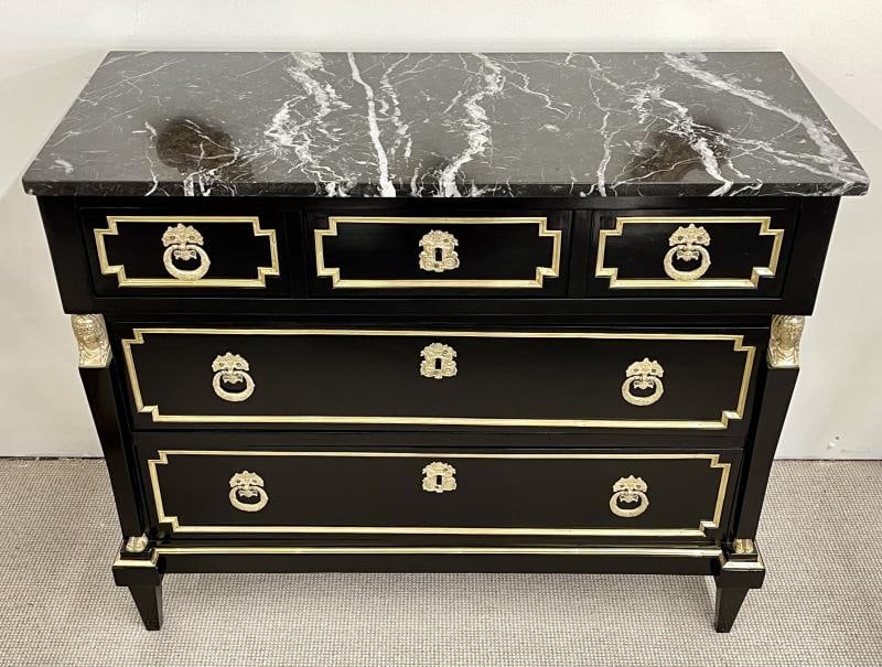 19th Cent Ebony Empire Commode or Nightstand, Refinished, Bronze Mounted - 7