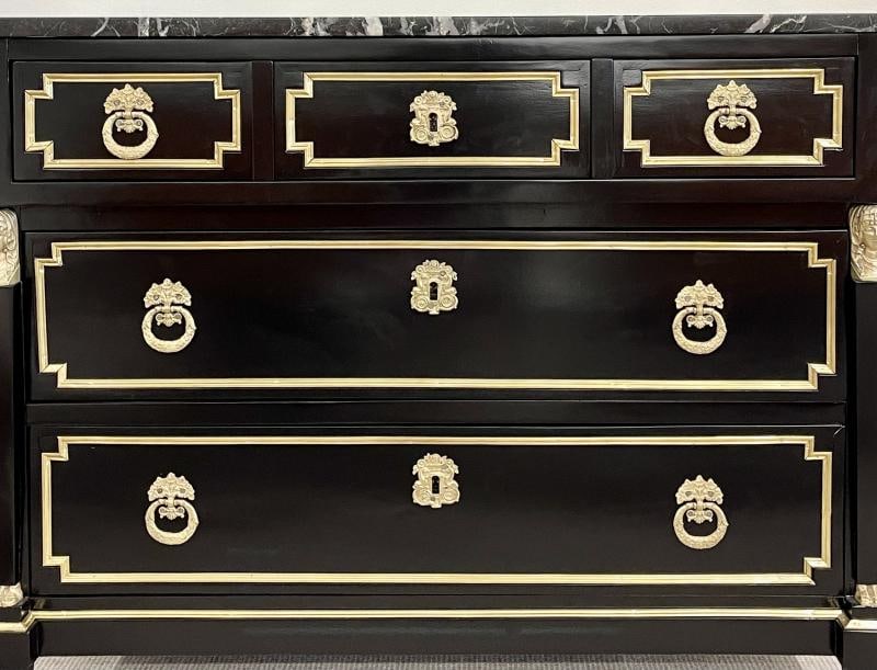 19th Cent Ebony Empire Commode or Nightstand, Refinished, Bronze Mounted - 8