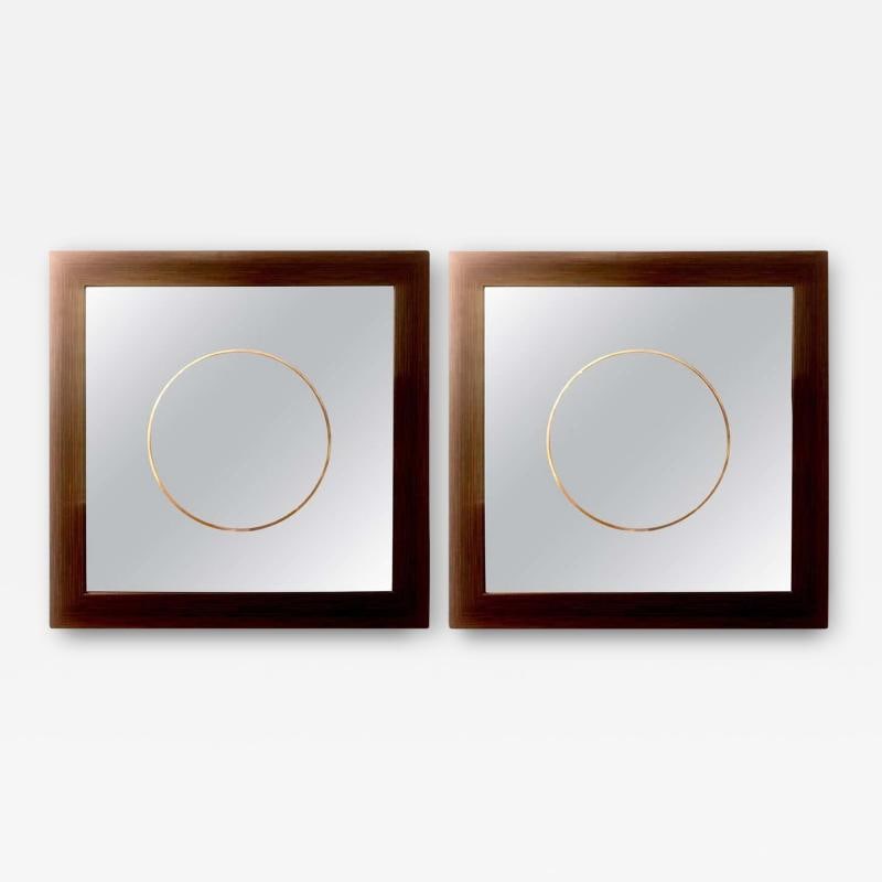 Pair of Square Maccasar Faux Art Deco Style Wall / Console Mirror (1 of 11)