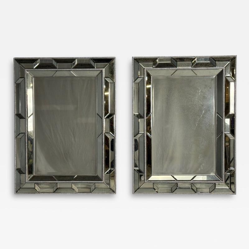 French Art Deco Style, Large Wall Mirrors, Antiqued Glass, Silver Leaf Wood (1 of 9)