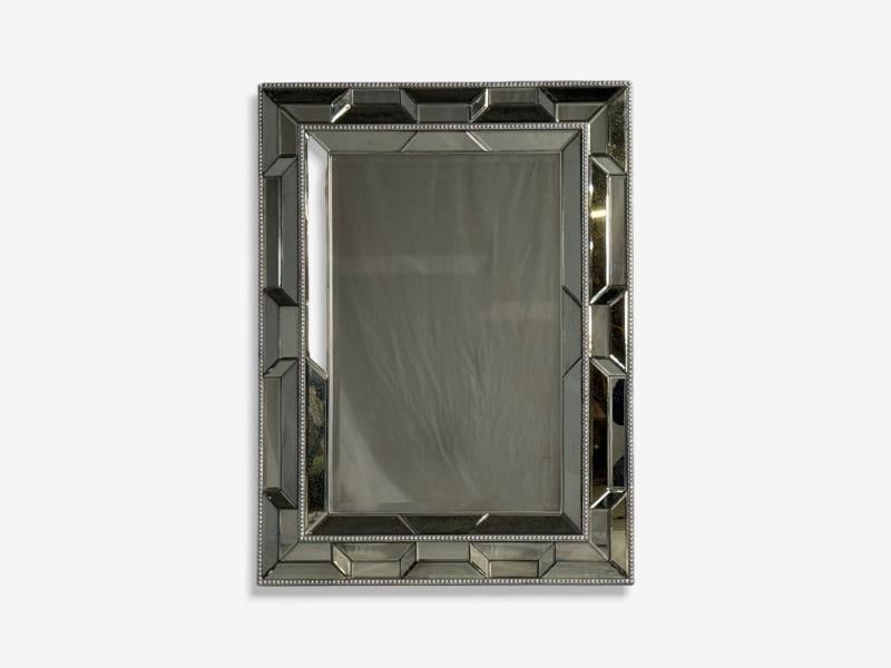 French Art Deco Style, Large Wall Mirrors, Antiqued Glass, Silver Leaf Wood - 5