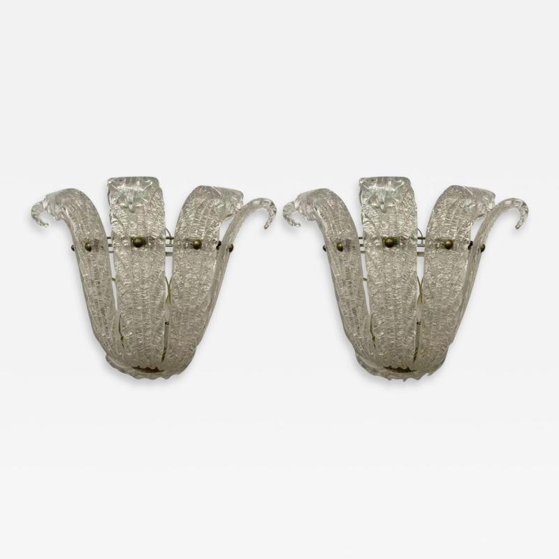 Pair of Murano Glass Wall Sconces by Barovier & Toso, Fleur de Lis, Mid-Century (1 of 13)