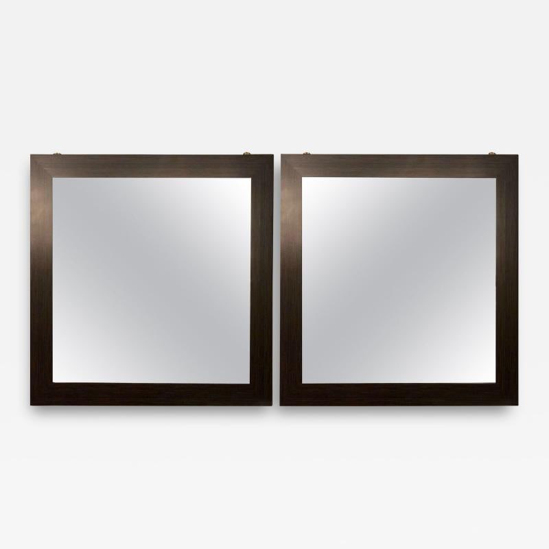 Pair of Art Deco Style Faux Macassar Square Console or Wall Mirrors (1 of 5)