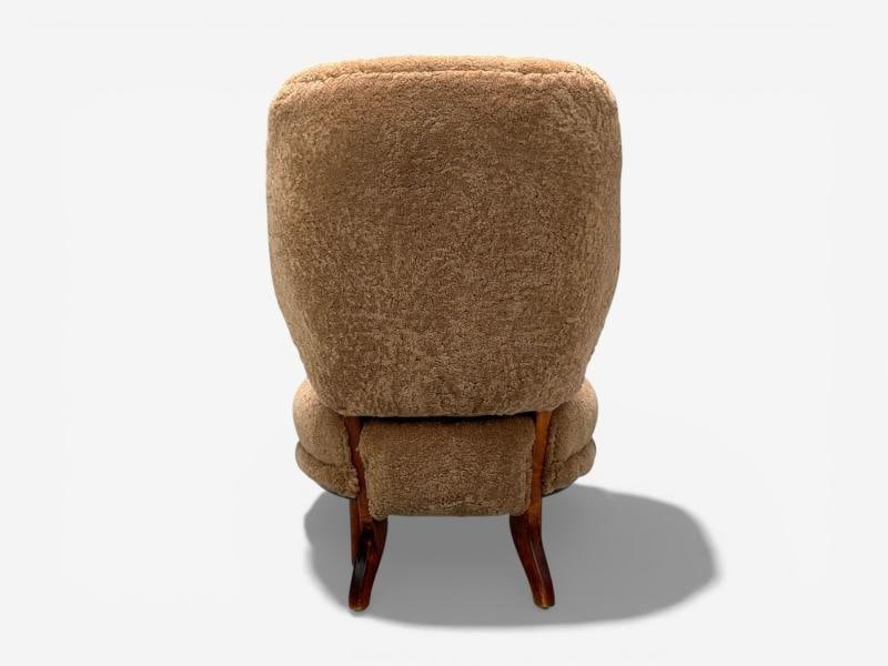 Swedish Modern, Slipper Chair, Brown Sheepskin, Birch, Sweden, 1950s - 11