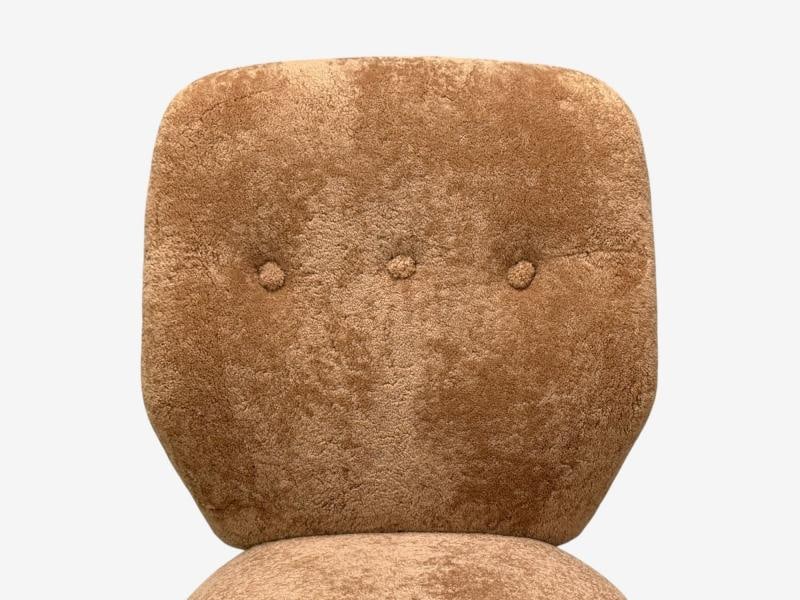Swedish Modern, Slipper Chair, Brown Sheepskin, Birch, Sweden, 1950s - 6