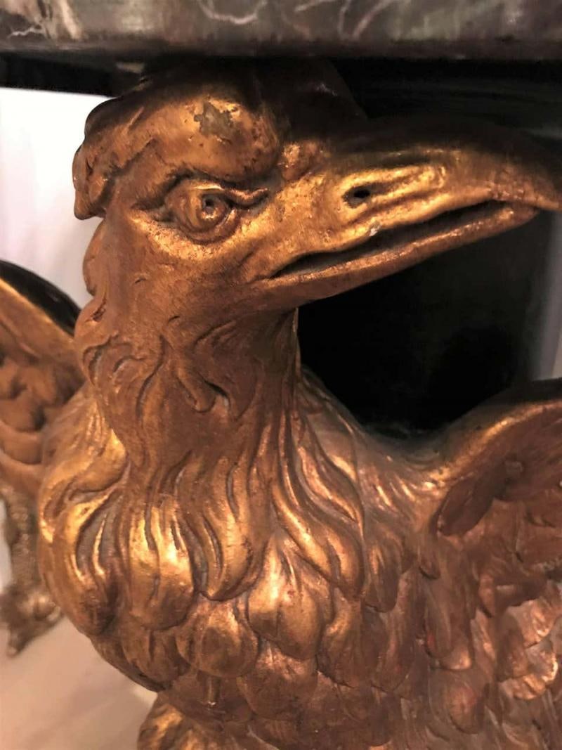 Large Gilded Eagle Marble-Top Console or Pedestal - 5