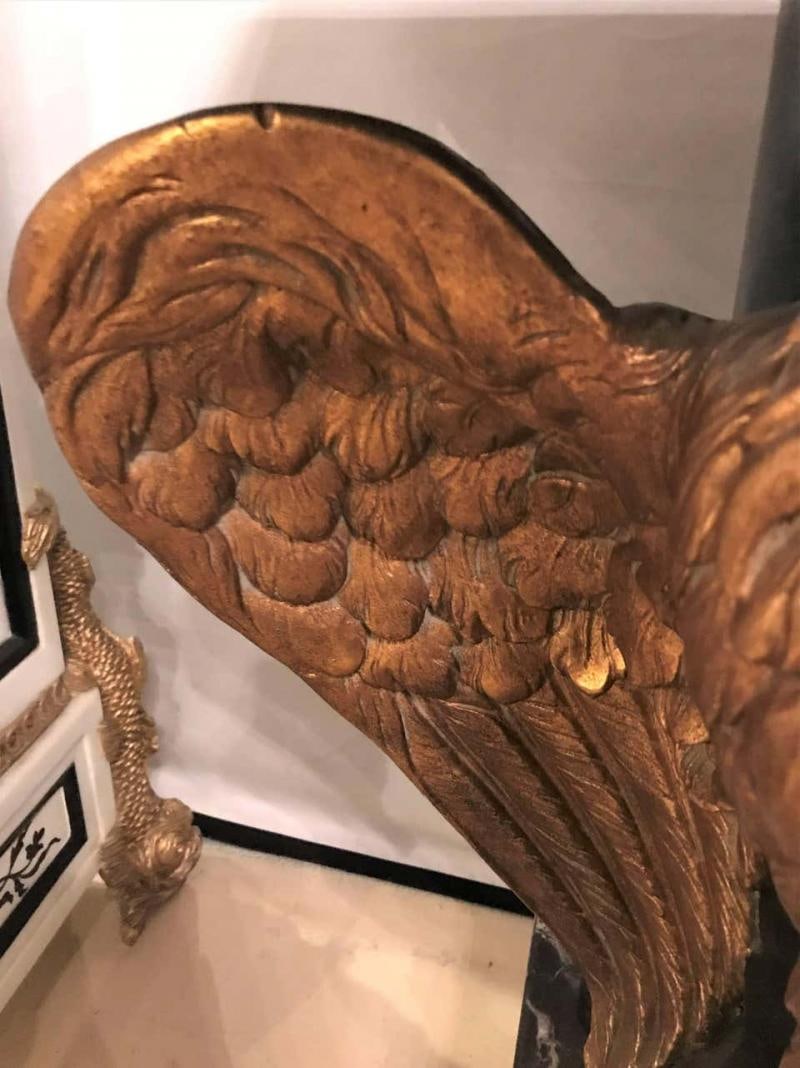 Large Gilded Eagle Marble-Top Console or Pedestal - 6
