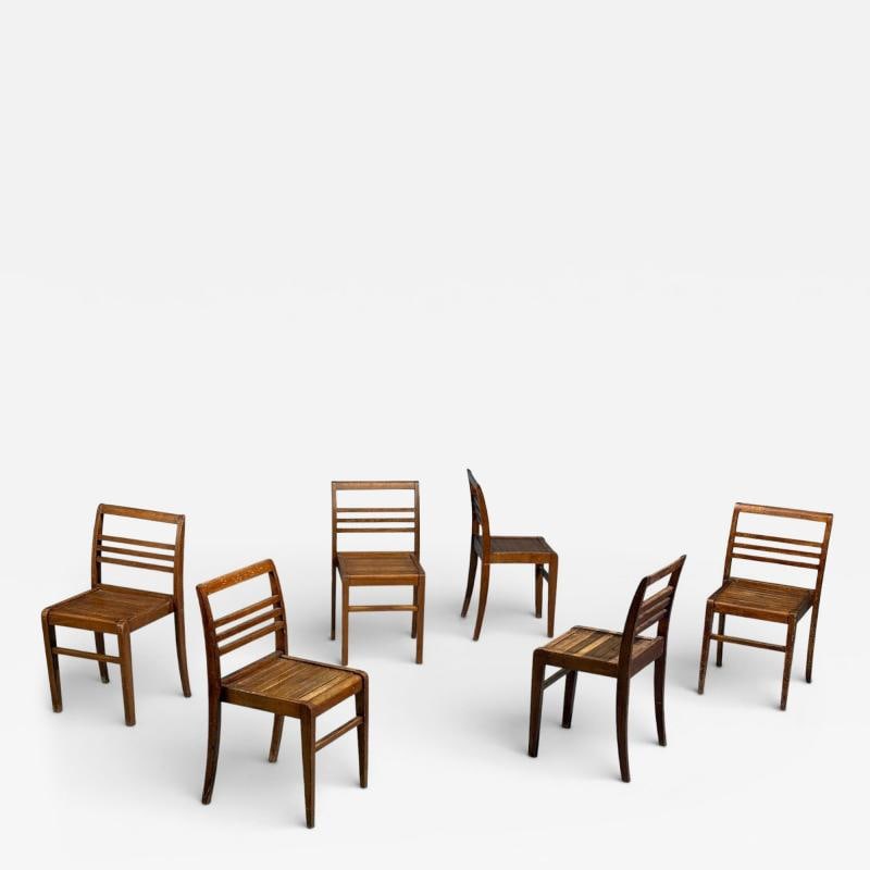 Rene Gabriel, Reconstruction Era Dining Chairs, Beech Wood, France, 1940s (1 of 13)