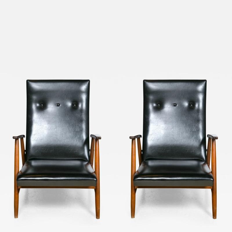 Pair of Mid Century Modern Scandinavian Teak and Black Lounge Chairs (1 of 9)
