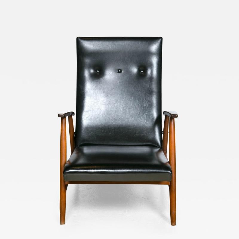 Pair of Mid Century Modern Scandinavian Teak and Black Lounge Chairs - 9