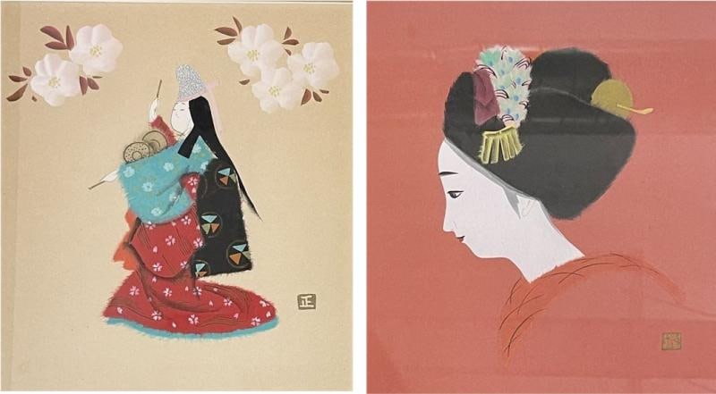 Pair of Japanese Woodblocks Custom Frames Signed (1 of 12)