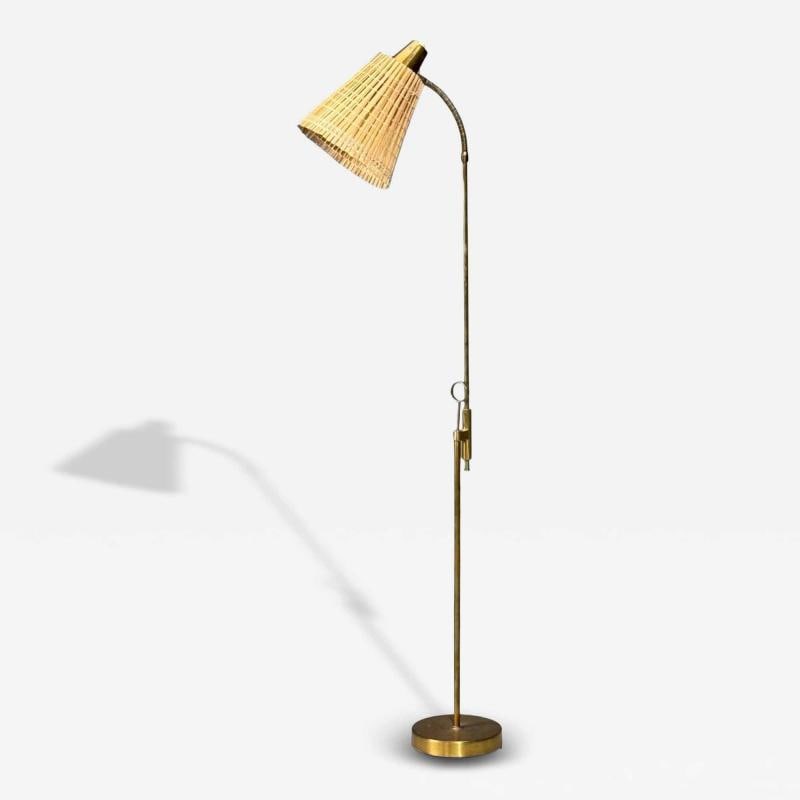 Falkenbergs Belysning, Adjustable Floor Lamp, Brass, Bamboo, Sweden, 1960s (1 of 12)
