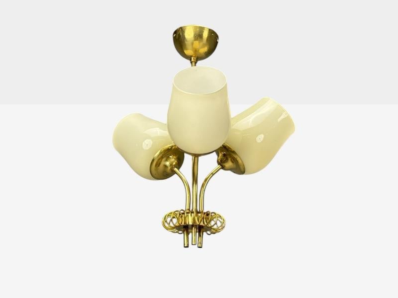 Itsu, Finnish Modern, Pendant Light, Opal Glass, Finland, 1940s - 3