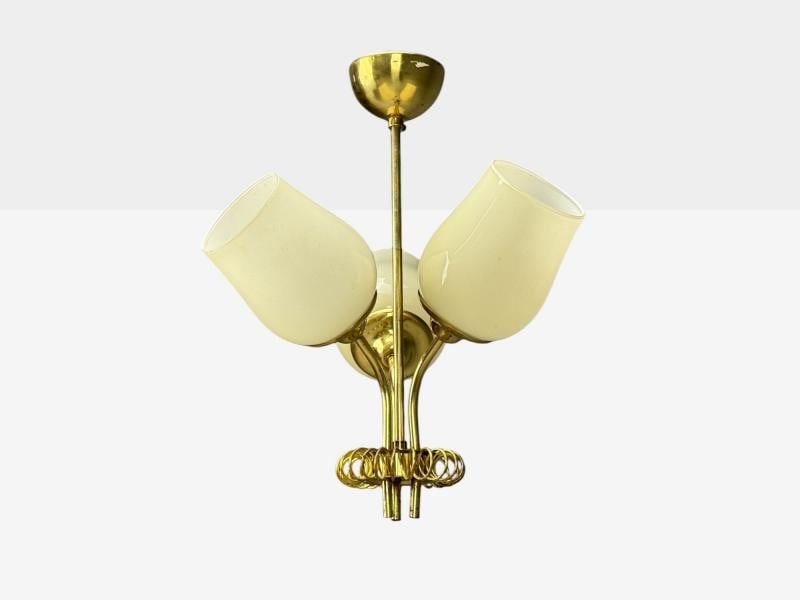 Itsu, Finnish Modern, Pendant Light, Opal Glass, Finland, 1940s - 5