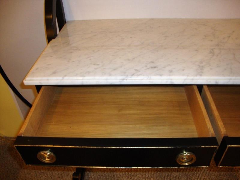 Ebonized Marble-Top Server or Sofa Table Attributed to Jansen - 4