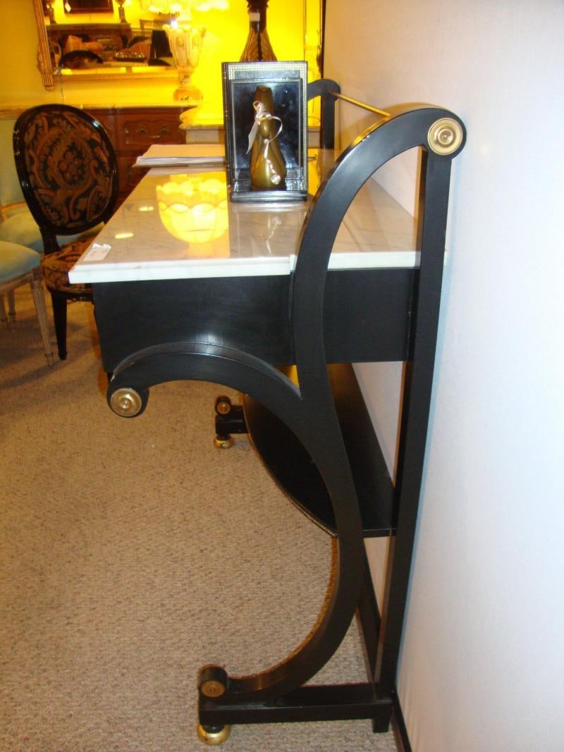 Ebonized Marble-Top Server or Sofa Table Attributed to Jansen - 9