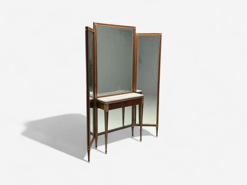 Maison Jansen, Hollywood Regency, Vanity Mirror, Mahogany, Glass, France, 1940s - 3
