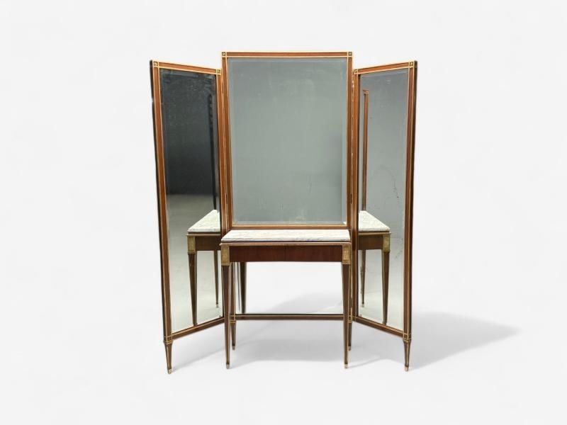 Maison Jansen, Hollywood Regency, Vanity Mirror, Mahogany, Glass, France, 1940s - 4