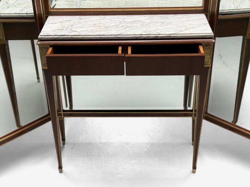 Maison Jansen, Hollywood Regency, Vanity Mirror, Mahogany, Glass, France, 1940s - 6