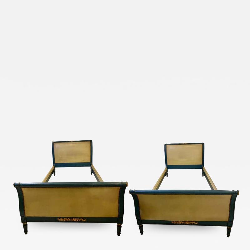 Pair of Paint and Parcel Gilt Twin Bed Frames by Maison Jansen (1 of 12)