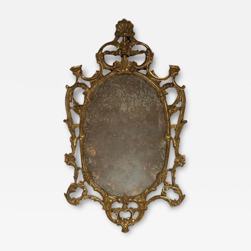Italian Rococo Giltwood Wall or Console Mirror, Distressed (1 of 7)