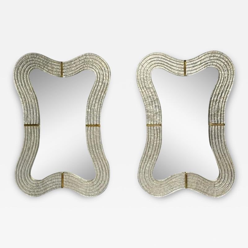 Contemporary, Modern Italian Wall Mirrors, Murano Glass, Silver Leaf, Brass (1 of 12)