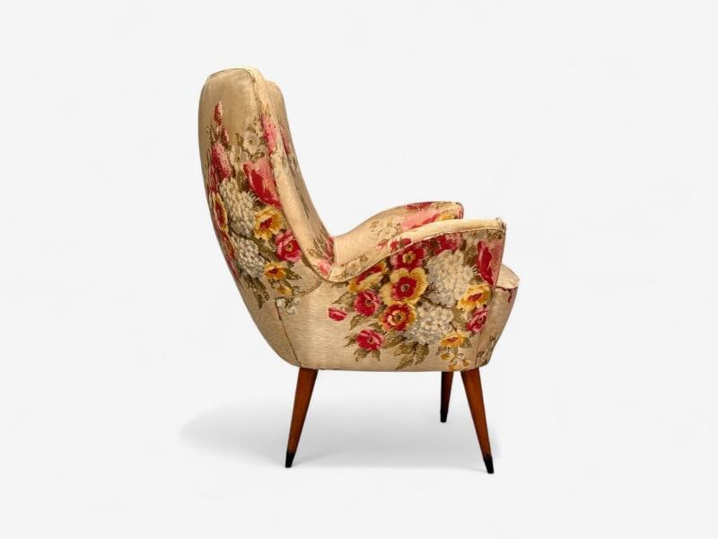 ISA Bergamo, Fabric, Wood, Brass, Organic Lounge Chairs, Italy, 1950s - 12