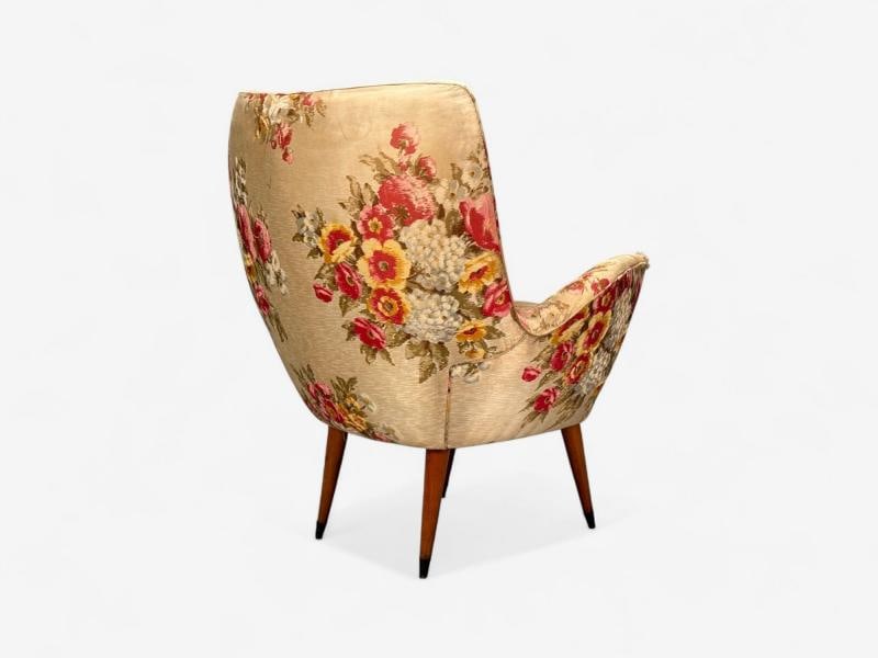 ISA Bergamo, Fabric, Wood, Brass, Organic Lounge Chairs, Italy, 1950s - 13