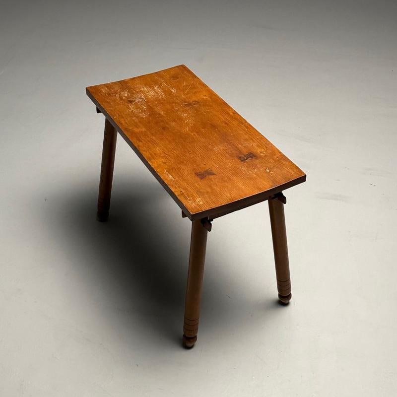 Rustic French Mid-Century Modern Provincial Oak Console Table, Farmhouse - 11