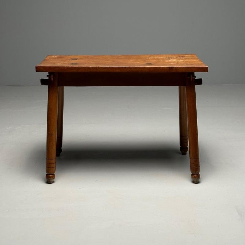 Rustic French Mid-Century Modern Provincial Oak Console Table, Farmhouse - 4