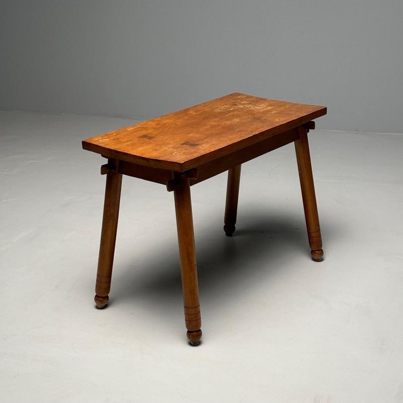 Rustic French Mid-Century Modern Provincial Oak Console Table, Farmhouse - 7