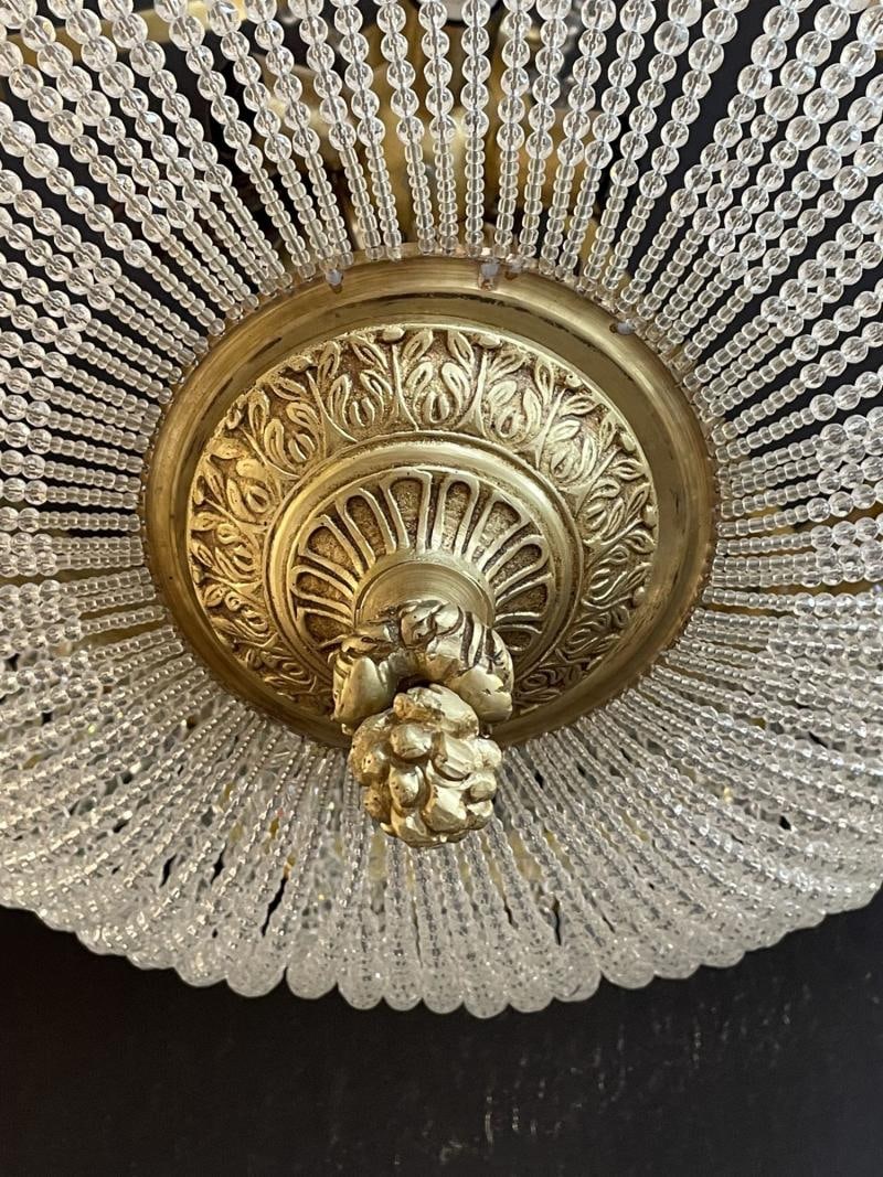 A Pair of Gilt Bronze Louis XVI Style Ballroom Chandeliers, Crystal, Rewired - 8