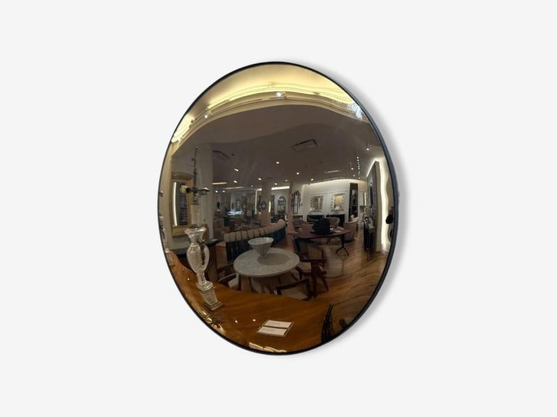 Contemporary, Convex Glass, Brass, Silver Space Age Wall Mirror - 4