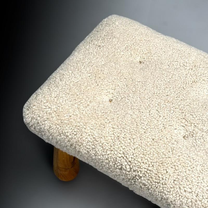 Contemporary, Danish Mid-Century Modern Style, Small Benches, Shearling, Maple - 7