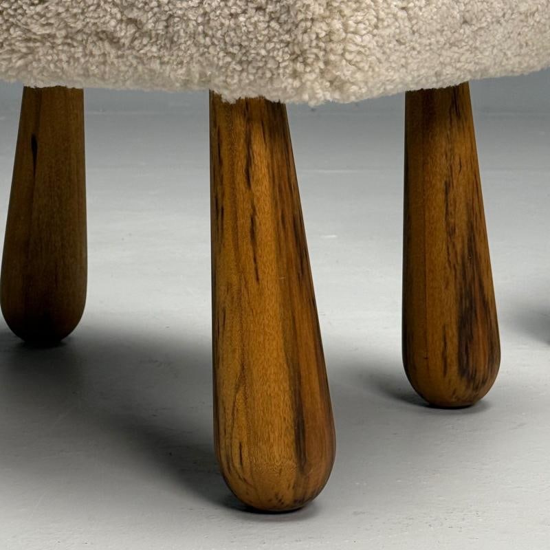 Contemporary, Danish Mid-Century Modern Style, Small Benches, Shearling, Maple - 8