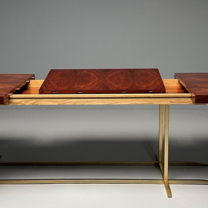 Contemporary, Modern Rectangular Dining Table, Burlwood Veneer, Gilt Metal - 10