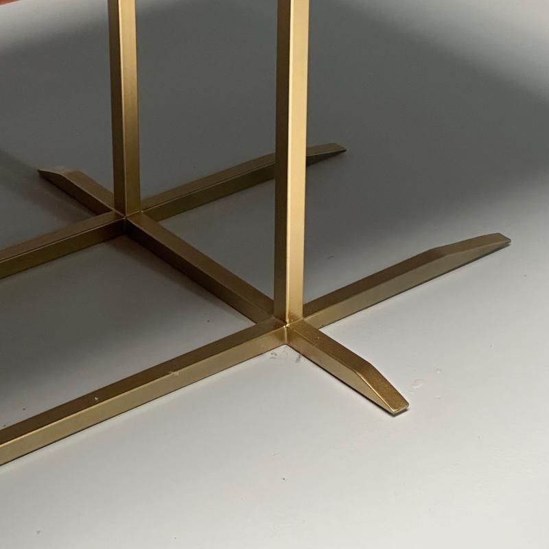 Contemporary, Modern Rectangular Dining Table, Burlwood Veneer, Gilt Metal - 7