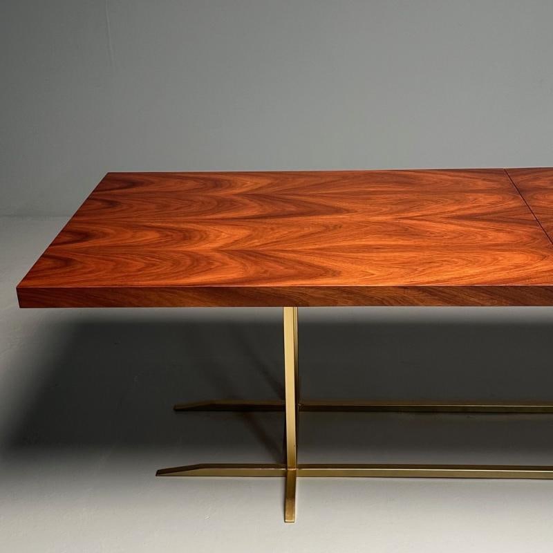 Contemporary, Modern Rectangular Dining Table, Burlwood Veneer, Gilt Metal - 9