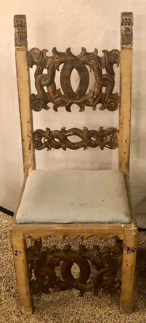Set of 8 19th Century Italian Renaissance Revival Carved Dining Chairs - 3